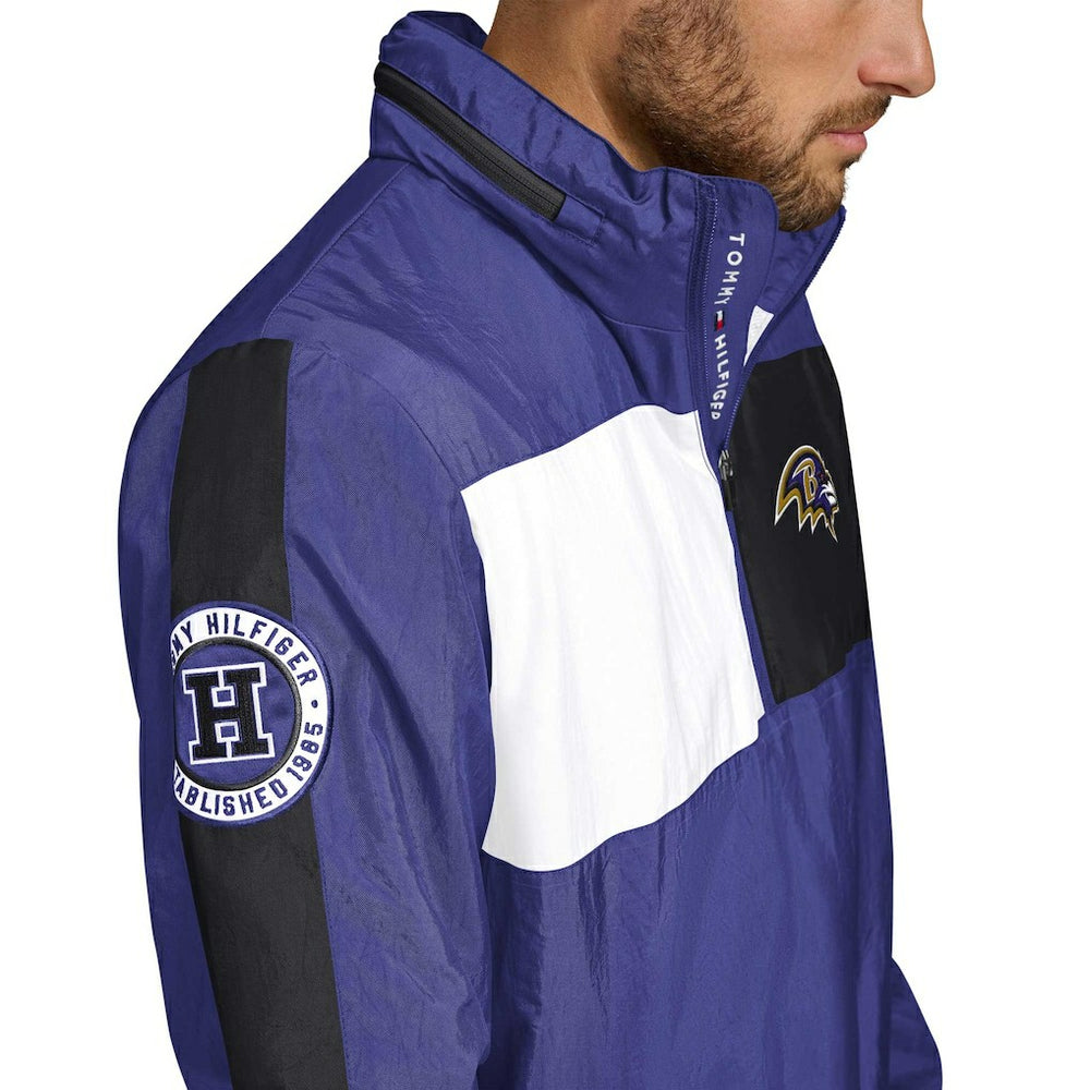 Baltimore Ravens Tommy Hilfiger Gael Lightweight Half-Zip Pullover Hoodie Jacket Purple - NFL