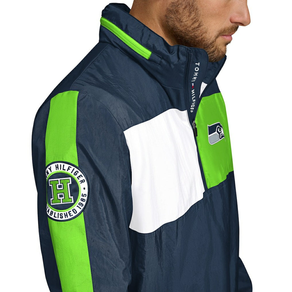 Seattle Seahawks Tommy Hilfiger Gael Lightweight Half-Zip Pullover Hoodie Jacket College Navy - NFL