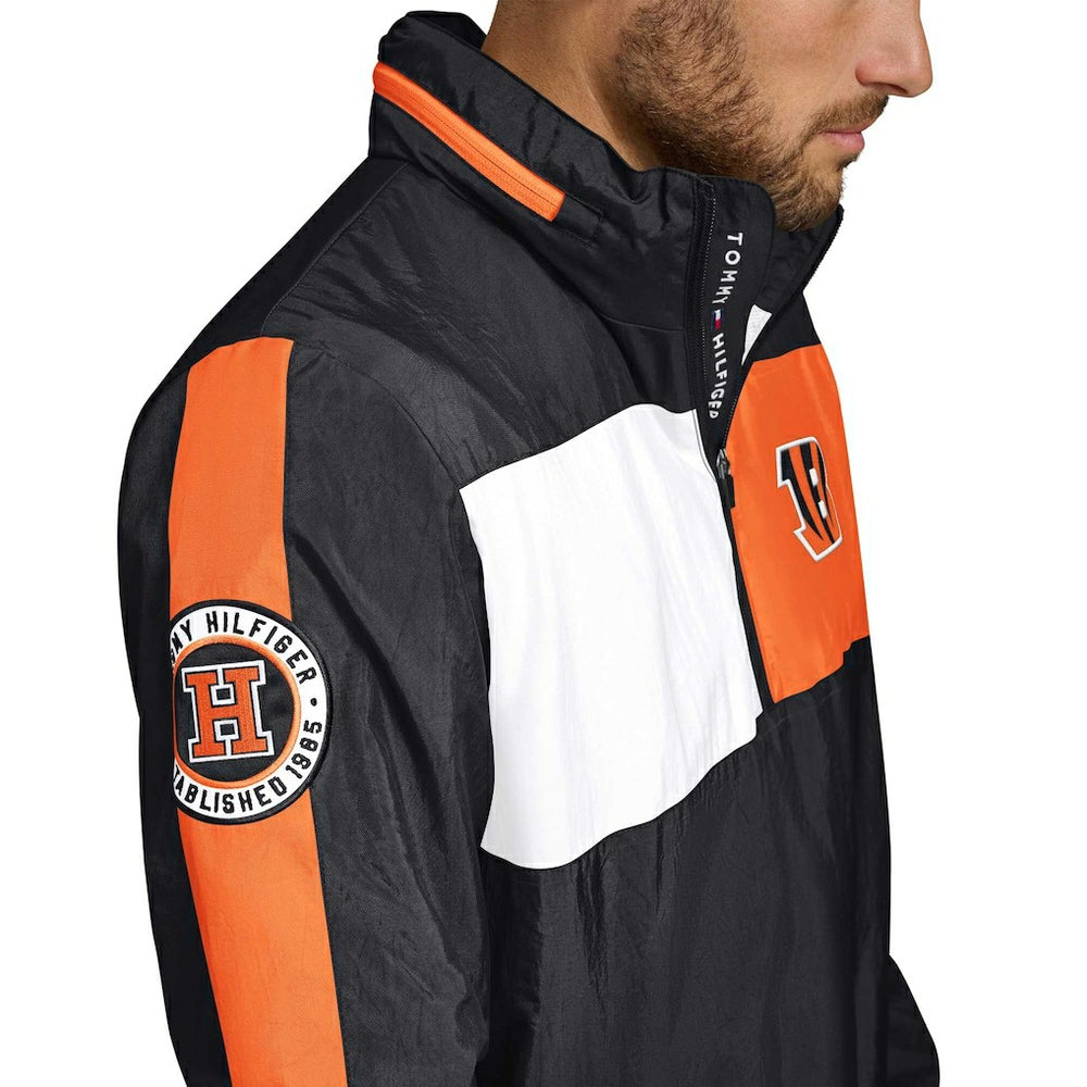 Cincinnati Bengals Tommy Hilfiger Gael Lightweight Half-Zip Pullover Hoodie Jacket Black - NFL