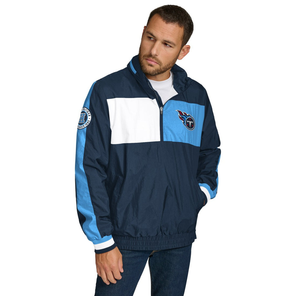 Tennessee Titans Tommy Hilfiger Gael Lightweight Half-Zip Hoodie Jacket Navy - NFL