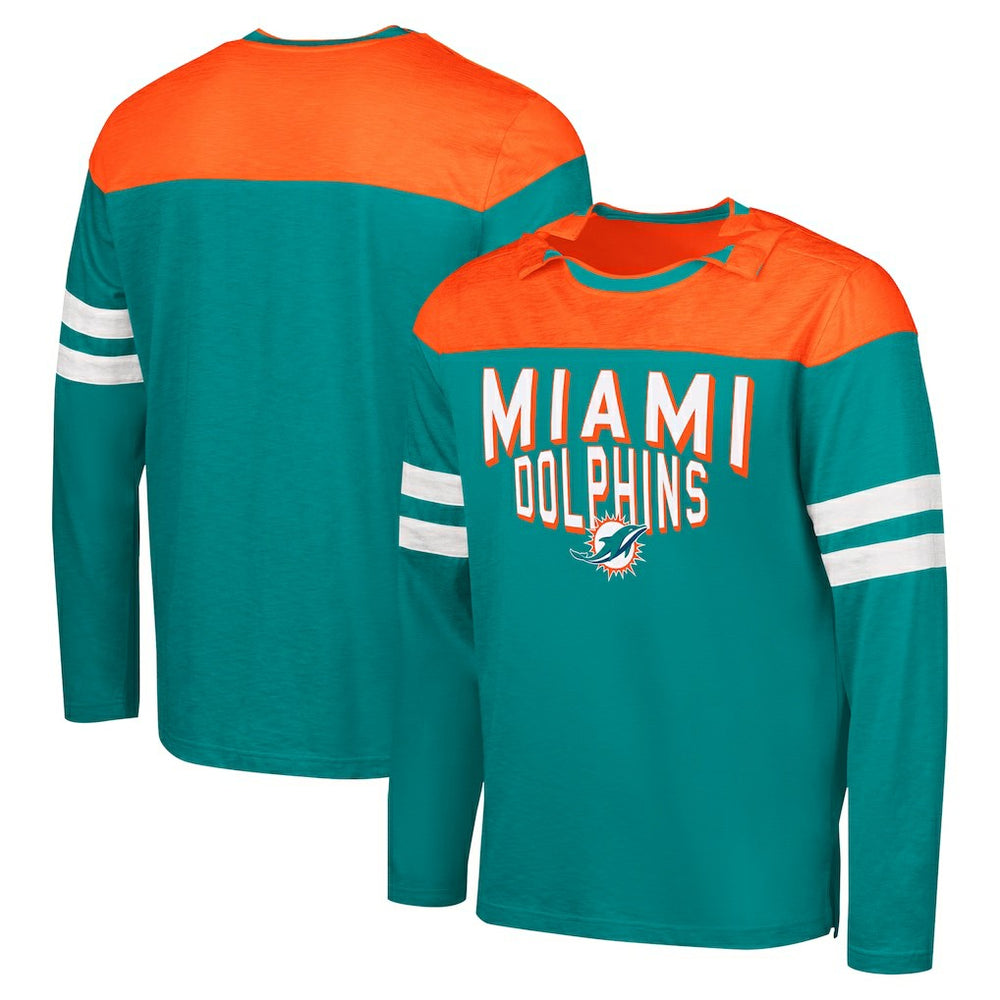 Miami Dolphins G-III Sports by Carl Banks Adaptive Hail Mary Long Sleeve T-Shirt Aqua/Orange - NFL