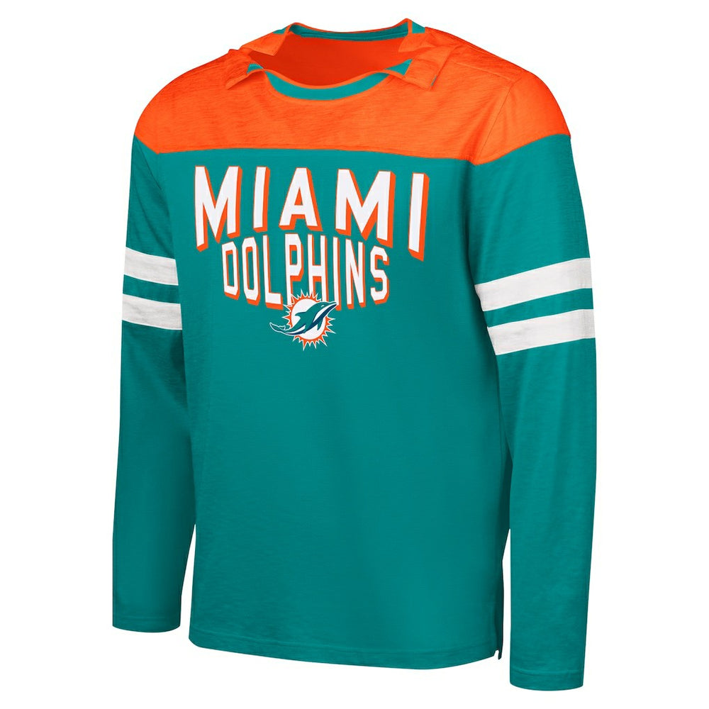 Miami Dolphins G-III Sports by Carl Banks Adaptive Hail Mary Long Sleeve T-Shirt Aqua/Orange - NFL
