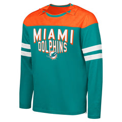 Miami Dolphins G-III Sports by Carl Banks Adaptive Hail Mary Long Sleeve T-Shirt Aqua/Orange - NFL