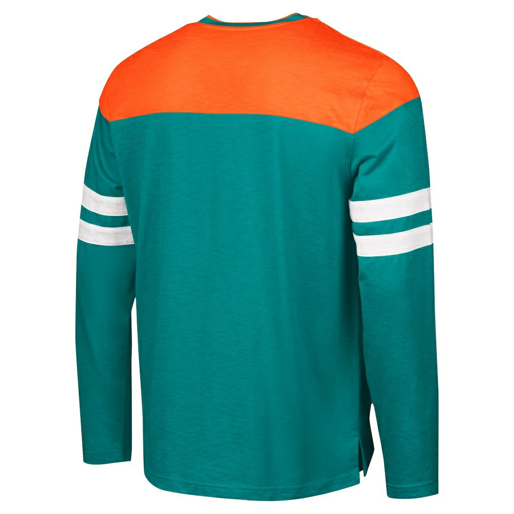 Miami Dolphins G-III Sports by Carl Banks Adaptive Hail Mary Long Sleeve T-Shirt Aqua/Orange - NFL
