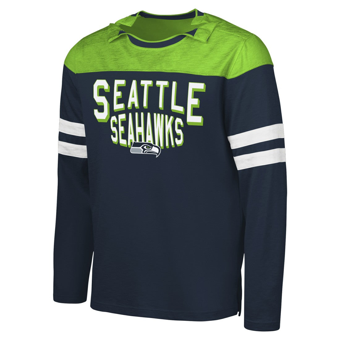 Seattle Seahawks G-III Sports by Carl Banks Adaptive Hail Mary Long Sleeve T-Shirt College Navy/Neon Green - NFL