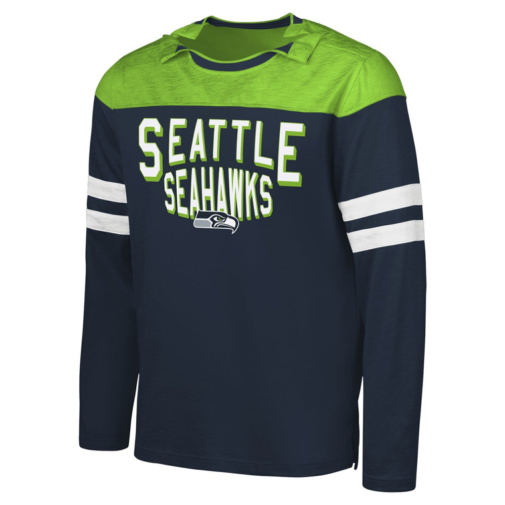 Seattle Seahawks G-III Sports by Carl Banks Adaptive Hail Mary Long Sleeve T-Shirt College Navy/Neon Green - NFL