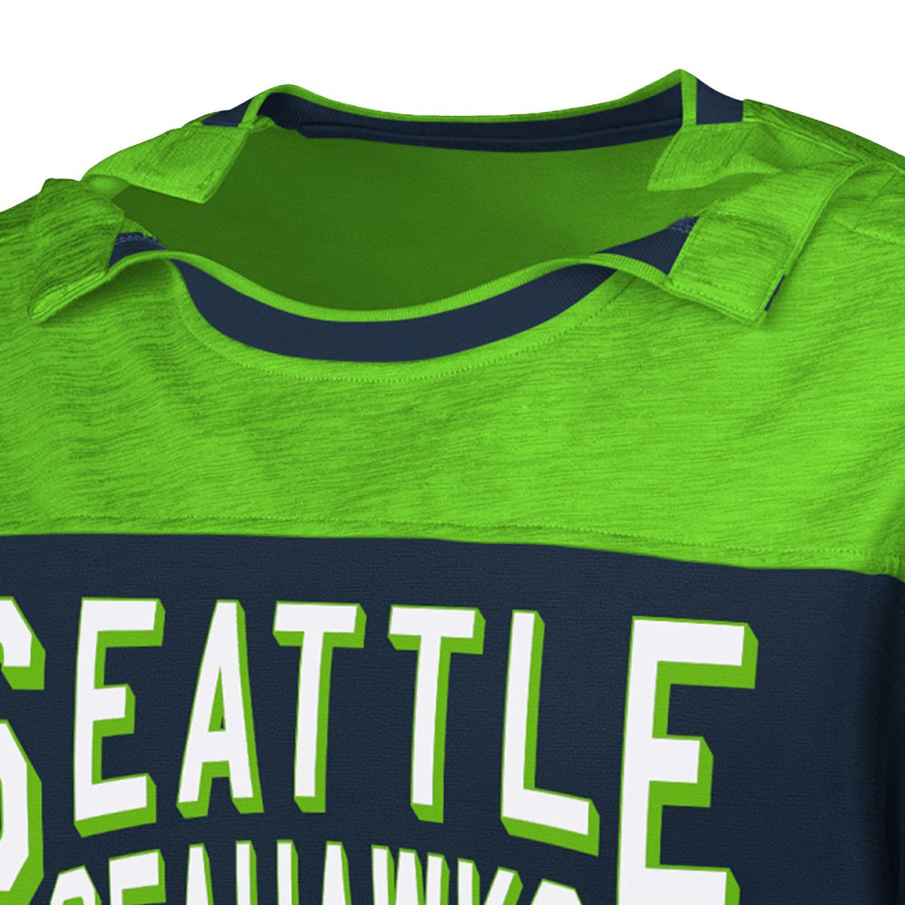 Seattle Seahawks G-III Sports by Carl Banks Adaptive Hail Mary Long Sleeve T-Shirt College Navy/Neon Green - NFL