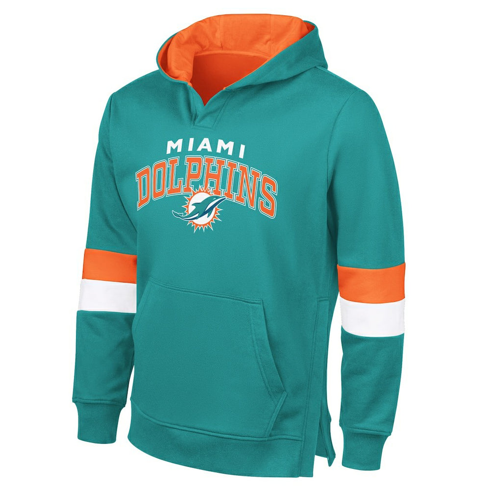 Miami Dolphins G-III Sports by Carl Banks Adaptive Faceoff Pullover Hoodie Aqua/Orange - NFL