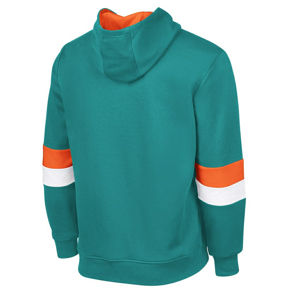 Miami Dolphins G-III Sports by Carl Banks Adaptive Faceoff Pullover Hoodie Aqua/Orange - NFL