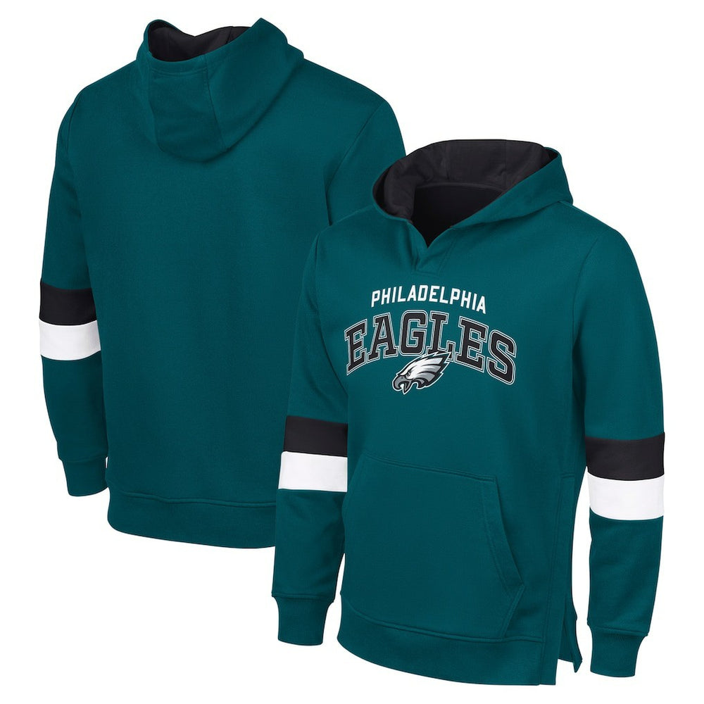 Philadelphia Eagles G-III Sports by Carl BanksMen's Adaptive Faceoff Pullover Hoodie Midnight Green/Black - NFL