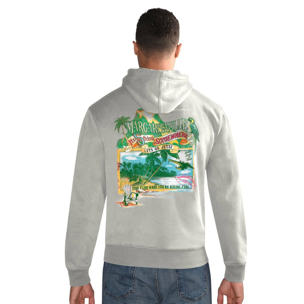 New York Jets Margaritaville Time Flies Garment Dyed Pullover Hoodie Gray - NFL