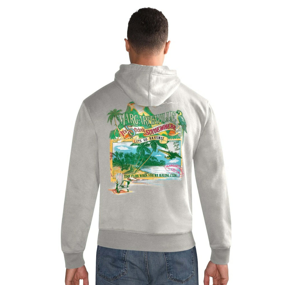 Baltimore Ravens Margaritaville Time Flies Garment Dyed Pullover Hoodie Gray - NFL
