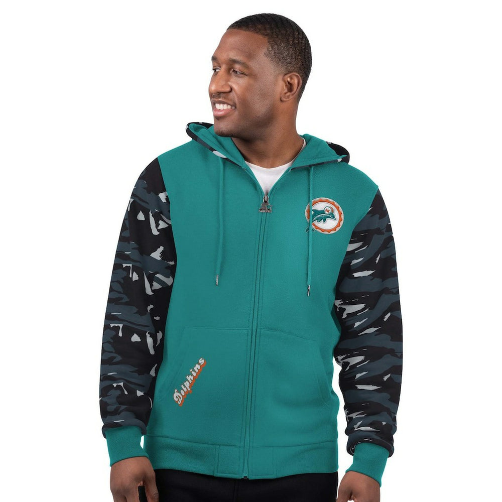 Miami Dolphins Starter Thursday Night Gridiron Vintage Logo Full-Zip Hoodie Aqua - NFL
