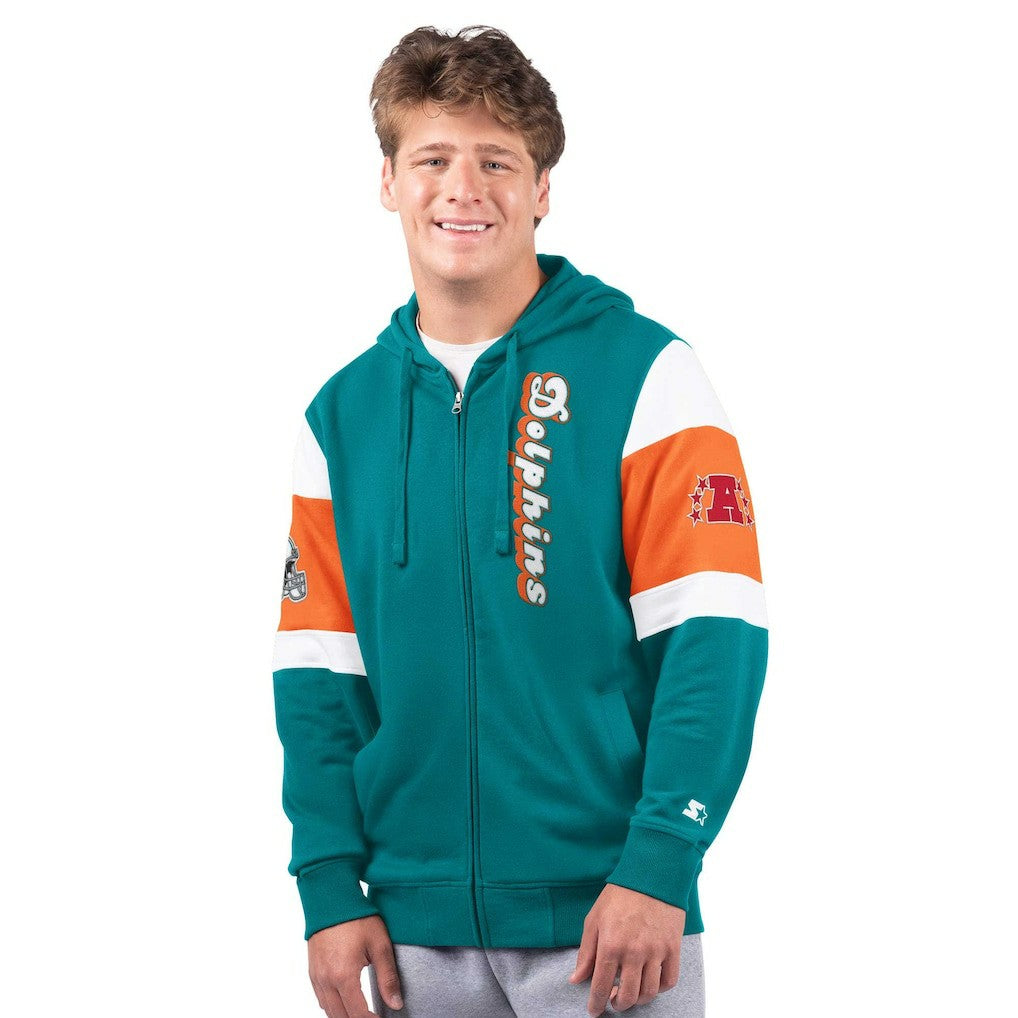 Miami Dolphins Starter Extreme Vintage Logo Full-Zip Hoodie Aqua - NFL