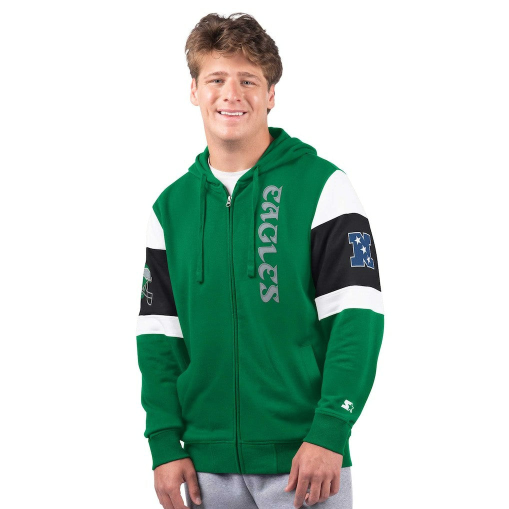 Philadelphia Eagles Starter Extreme Vintage Logo Full-Zip Hoodie Kelly Green - NFL