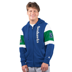 Seattle Seahawks Starter Extreme Vintage Logo Full-Zip Hoodie Royal - NFL