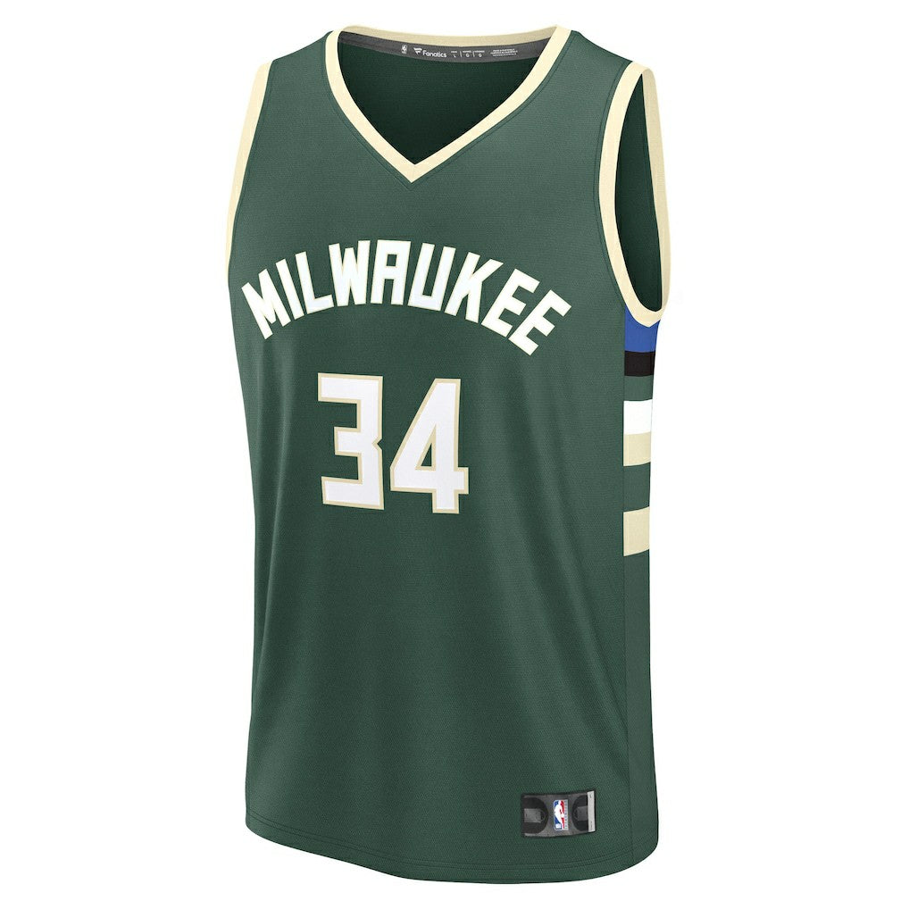 Fanatics - Giannis Antetokounmpo Milwaukee Bucks Fast Break Replica Player Jersey - Icon Edition - Hunter Green