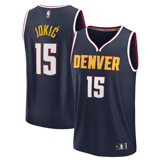 Nikola Jokic Denver Nuggets Fast Break Replica Player Jersey - Icon Edition - Navy | NBA Jerseys