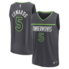 Fanatics - Anthony Edwards Minnesota Timberwolves Fast Break Replica Player Jersey - Statement Edition - Anthracite