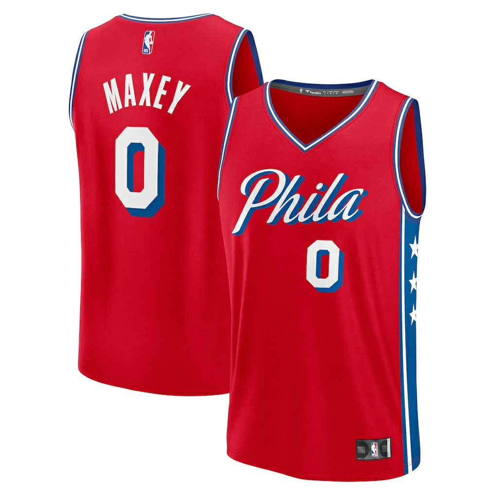 Fanatics - Tyrese Maxey Philadelphia 76ers Fast Break Replica Player Jersey - Statement Edition - Red