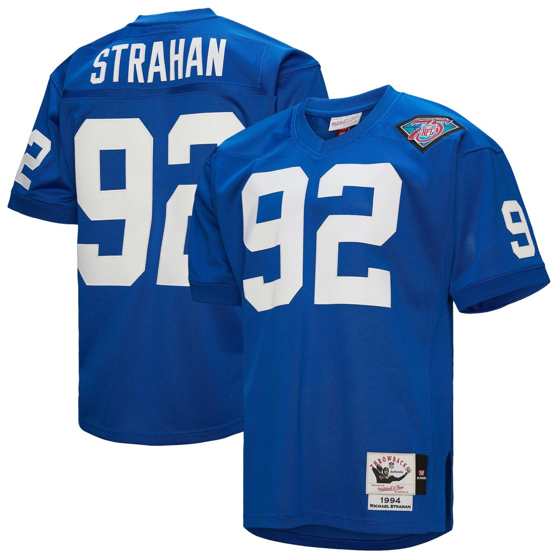 Michael Strahan New York Giants 1994 Authentic Throwback Retired Player Jersey Royal - Mitchell & Ness