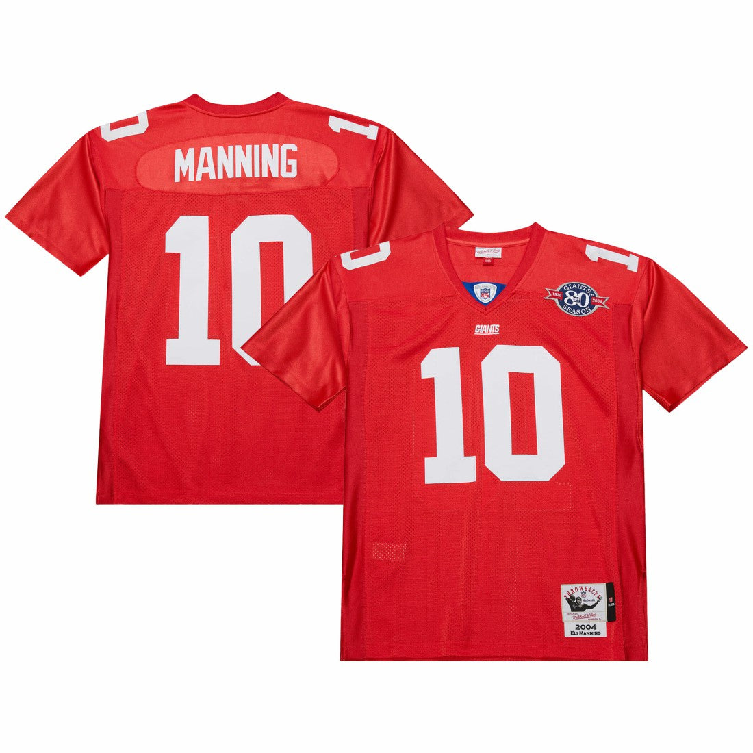 Eli Manning New York Giants 2004 Authentic Throwback Retired Player Jersey Red - Mitchell & Ness