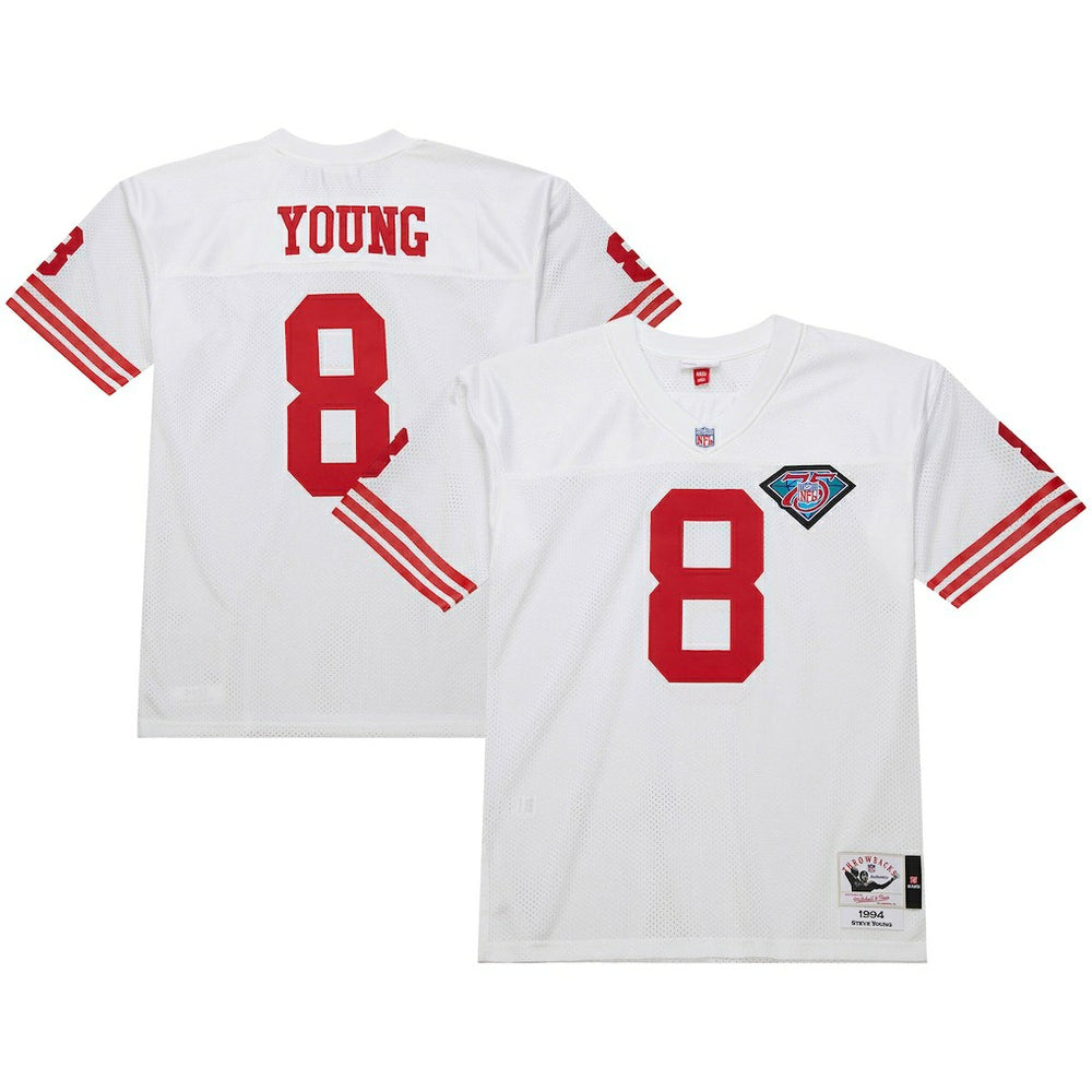 Steve Young San Francisco 49ers 1994 Authentic Throwback Retired Player Jersey White - Mitchell & Ness
