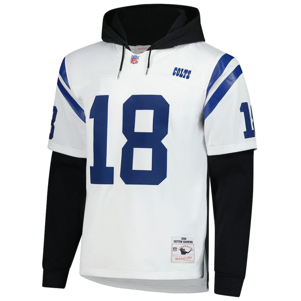 Peyton Manning Indianapolis Colts Player Name & Number Hoodie Legacy Jersey White - Mitchell & Ness