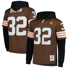 Jim Brown Cleveland Browns Player Name & Number Hoodie Legacy Jersey Brown - Mitchell & Ness