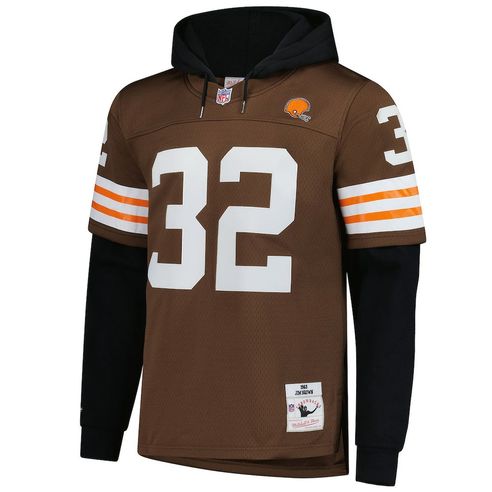 Jim Brown Cleveland Browns Player Name & Number Hoodie Legacy Jersey Brown - Mitchell & Ness
