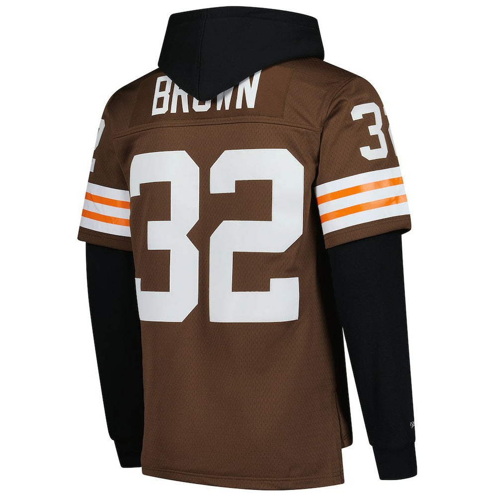 Jim Brown Cleveland Browns Player Name & Number Hoodie Legacy Jersey Brown - Mitchell & Ness