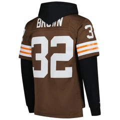 Jim Brown Cleveland Browns Player Name & Number Hoodie Legacy Jersey Brown - Mitchell & Ness