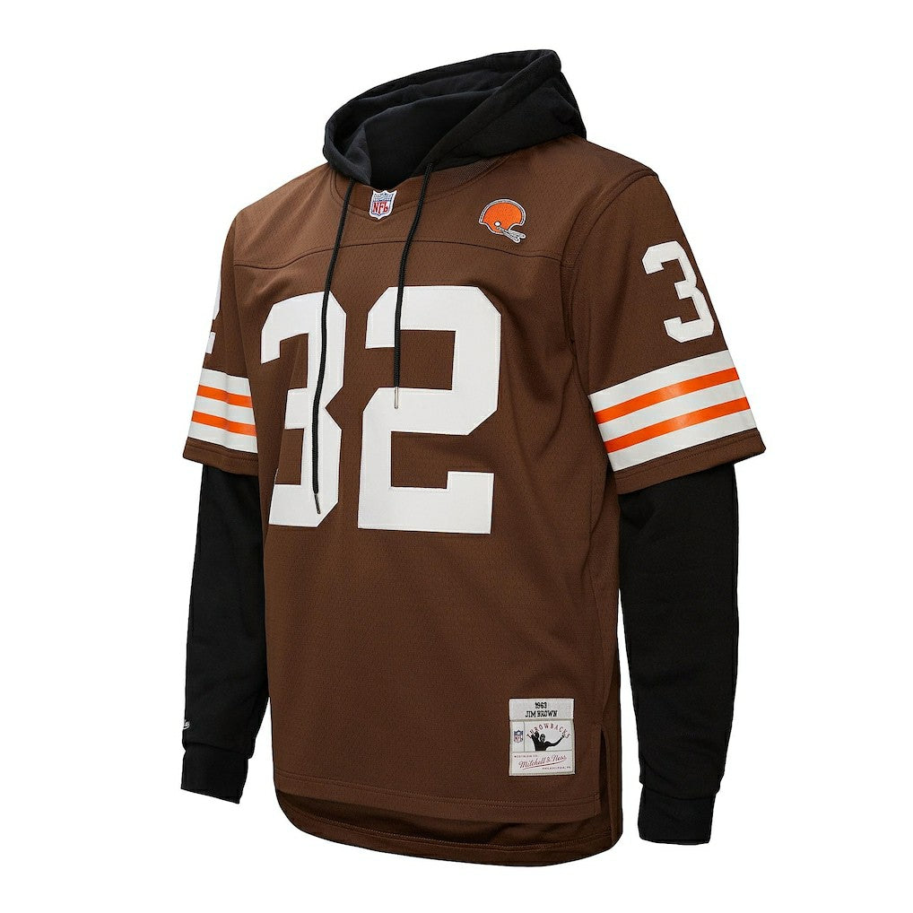 Jim Brown Cleveland Browns Player Name & Number Hoodie Legacy Jersey Brown - Mitchell & Ness