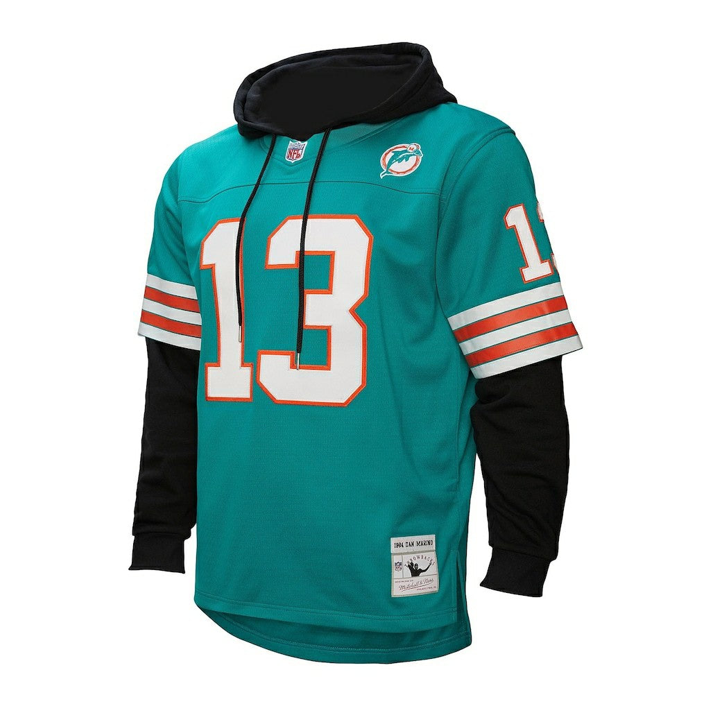 Dan Marino Miami Dolphins Player Name & Number Hoodie Legacy Jersey Aqua - Mitchell & Ness