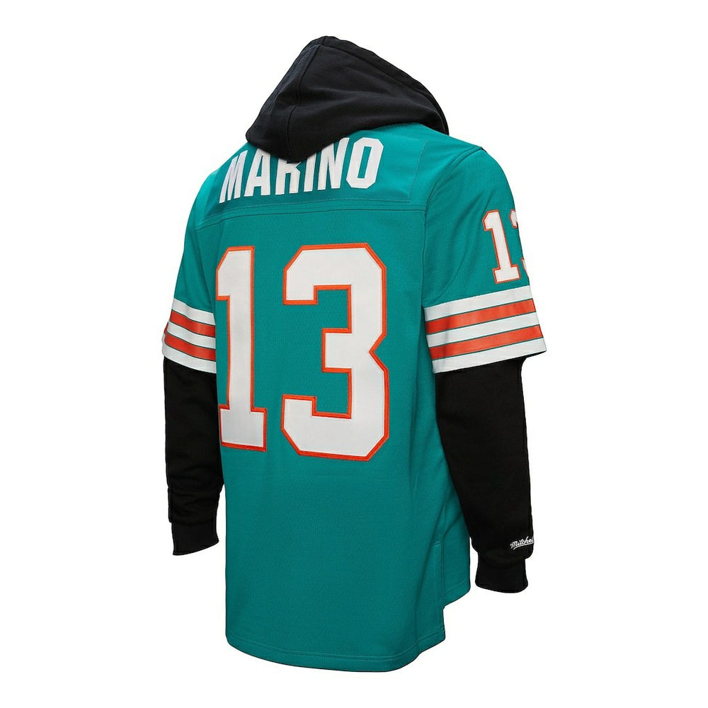 Dan Marino Miami Dolphins Player Name & Number Hoodie Legacy Jersey Aqua - Mitchell & Ness