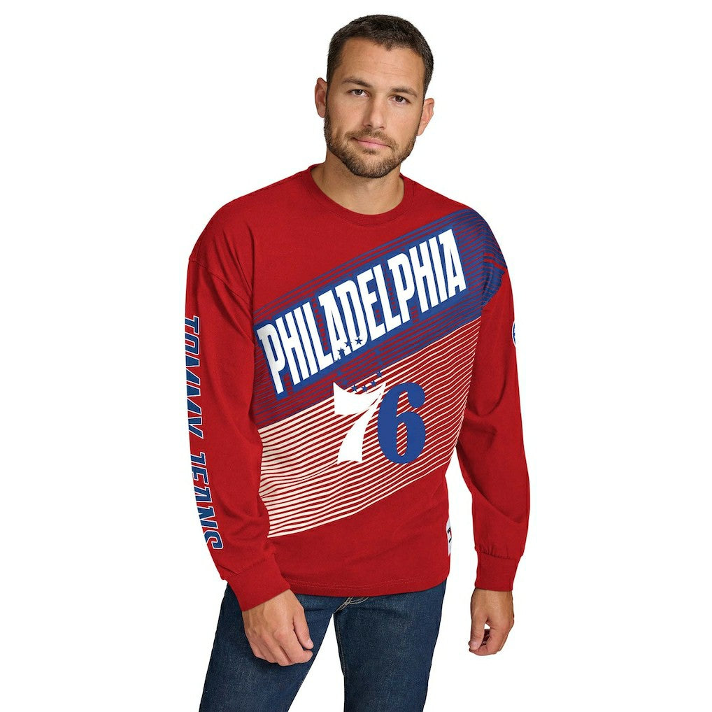 NBA - Philadelphia 76ers Tommy Jeans Lucas Long Sleeve T-Shirt - Red