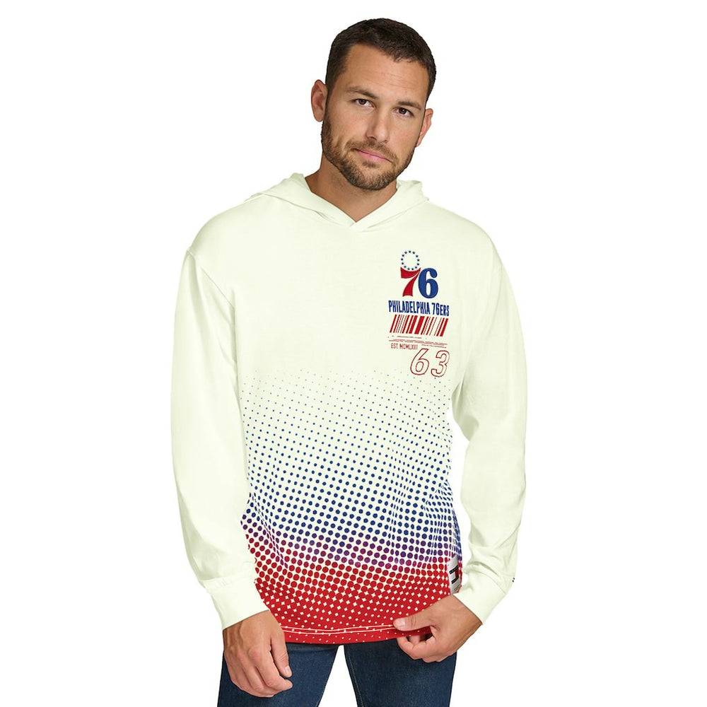 NBA - Philadelphia 76ers Tommy Jeans Ben Vintage Applique Long Sleeve Hoodie T-Shirt - Cream