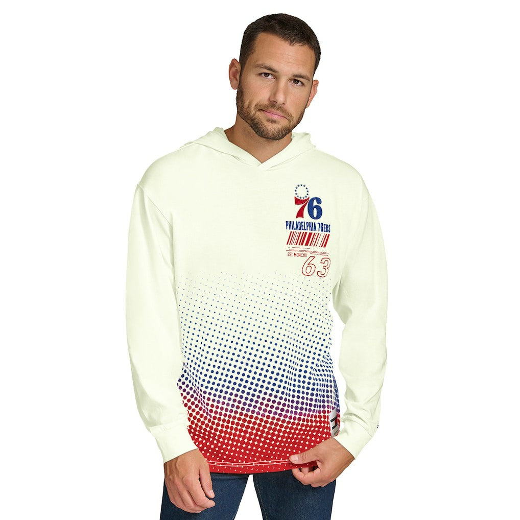 NBA - Philadelphia 76ers Tommy Jeans Ben Vintage Applique Long Sleeve Hoodie T-Shirt - Cream