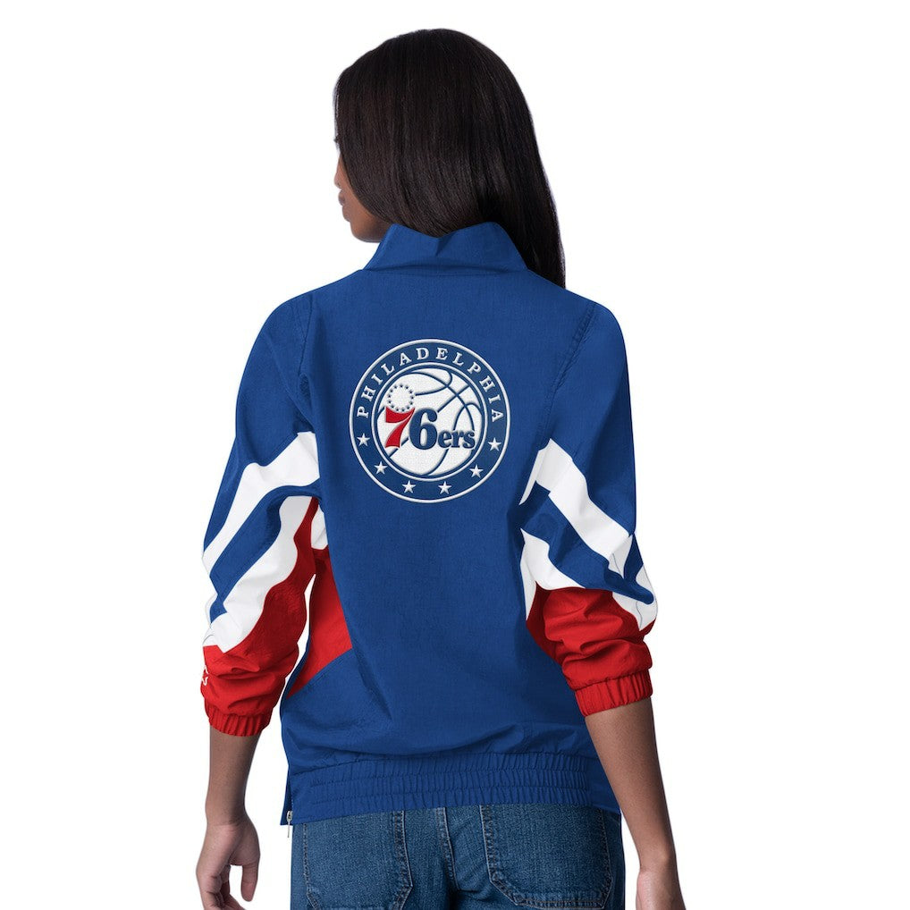 NBA - Philadelphia 76ers Starter Women's Renegade Oxford Half-Zip Jacket - Royal