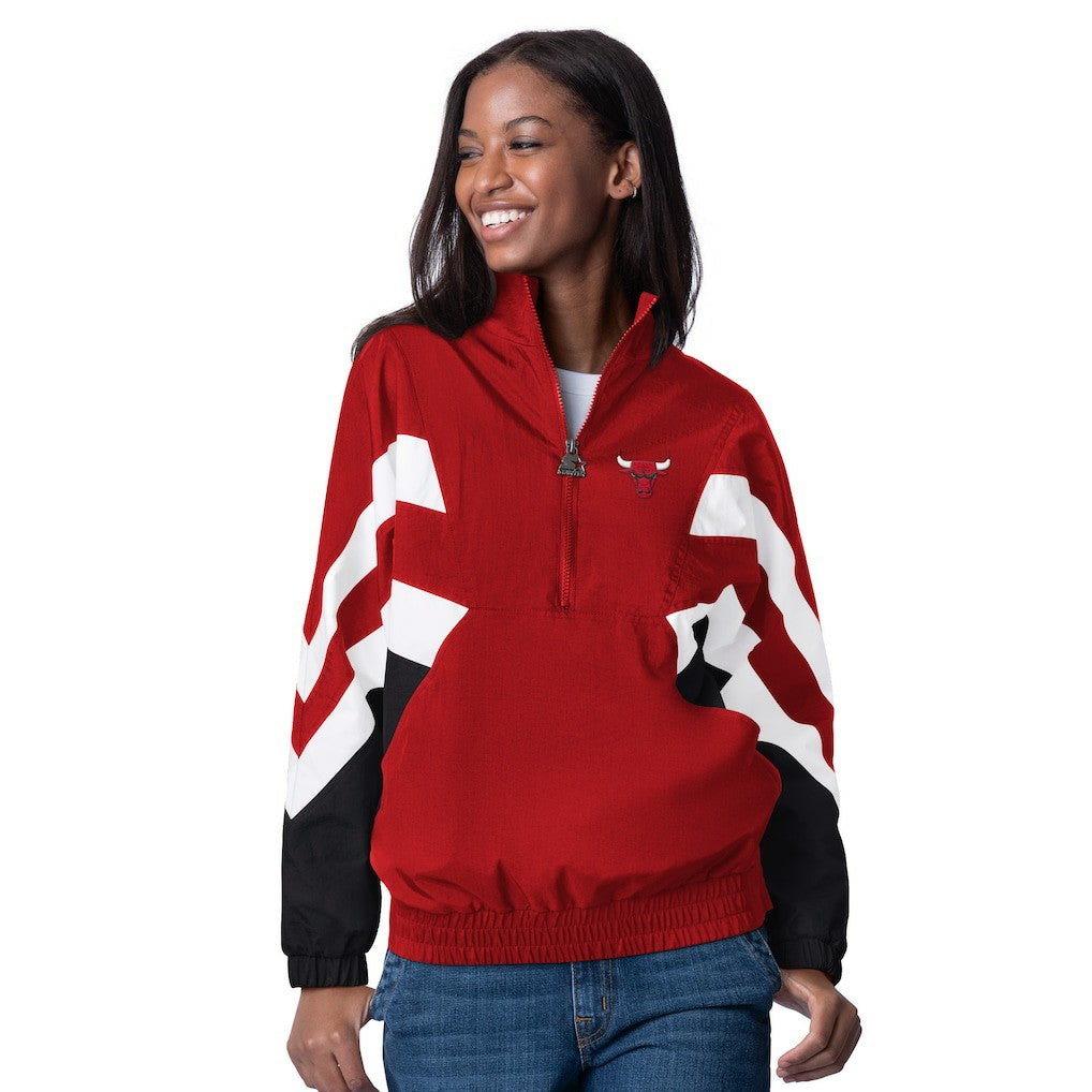 NBA - Chicago Bulls Starter Women's Renegade Oxford Half-Zip Jacket - Red