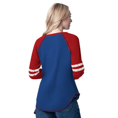 NBA - Philadelphia 76ers G-III 4Her by Carl Banks Women's Winner Waffle Knit Thermal Long Sleeve Tri-Blend T-Shirt - Royal/Red