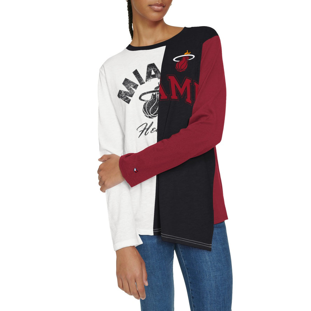 NBA - Miami Heat Tommy Jeans Women's Amelia Color Blocked Long Sleeve T-Shirt - White/Black