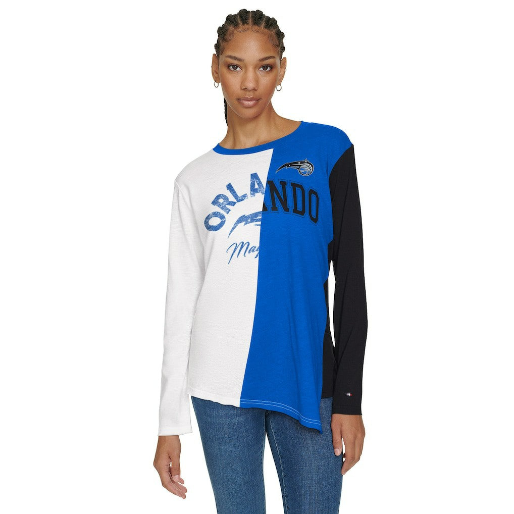 NBA - Orlando Magic Tommy Jeans Women's Amelia Color Blocked Long Sleeve T-Shirt - White/Blue