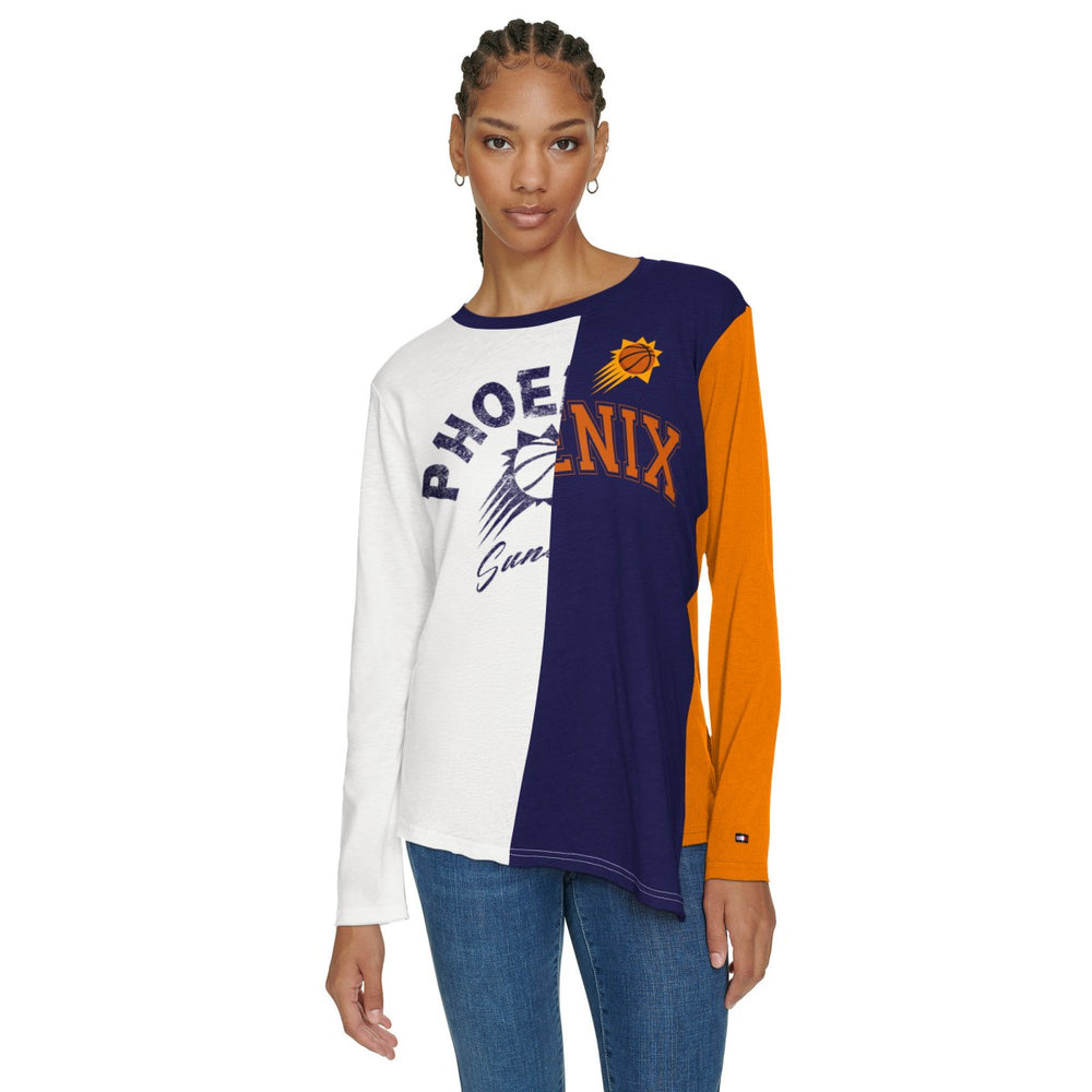 NBA - Phoenix Suns Tommy Jeans Women's Amelia Color Blocked Long Sleeve T-Shirt - White/Purple
