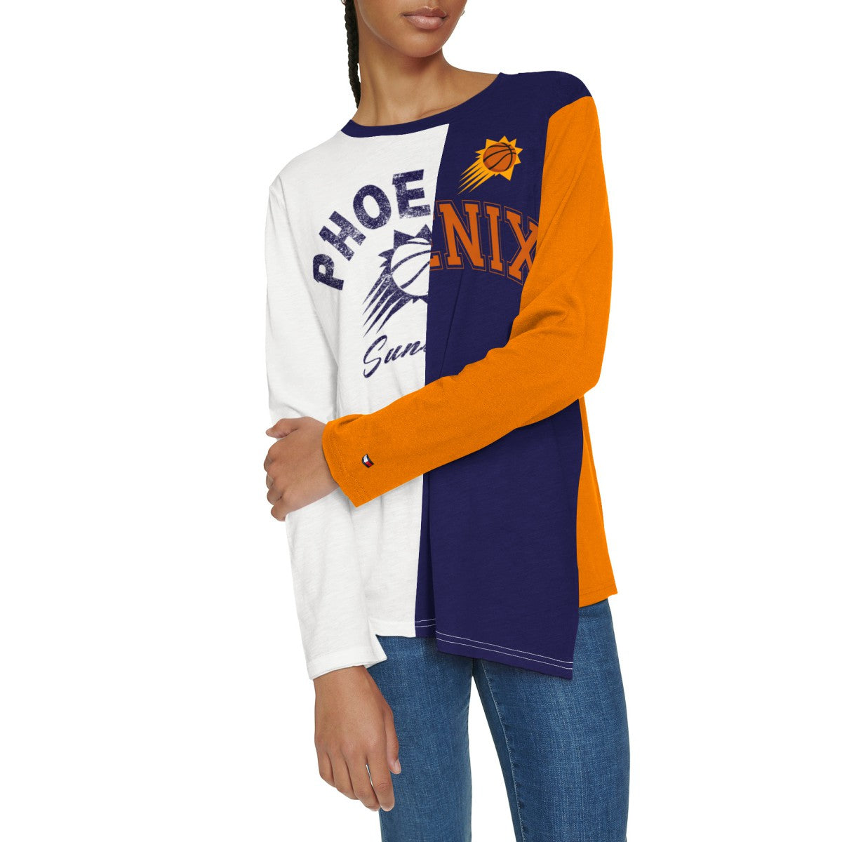 NBA - Phoenix Suns Tommy Jeans Women's Amelia Color Blocked Long Sleeve T-Shirt - White/Purple