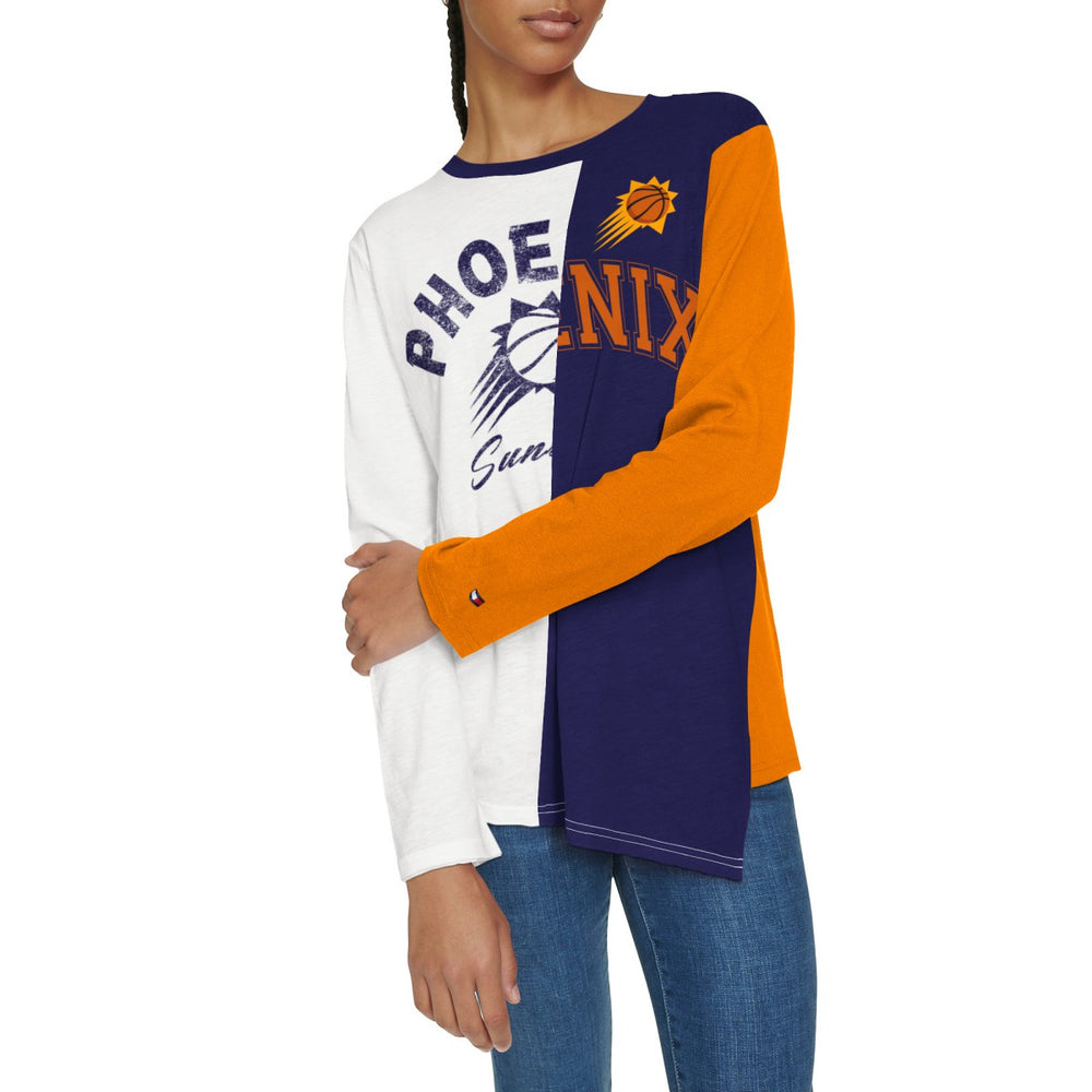 NBA - Phoenix Suns Tommy Jeans Women's Amelia Color Blocked Long Sleeve T-Shirt - White/Purple