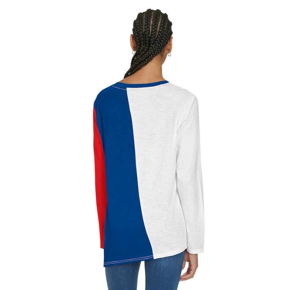 NBA - Philadelphia 76ers Tommy Jeans Women's Amelia Color Blocked Long Sleeve T-Shirt - White/Royal