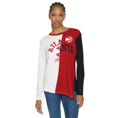 NBA - Atlanta Hawks Tommy Jeans Women's Amelia Color Blocked Long Sleeve T-Shirt - White/Red