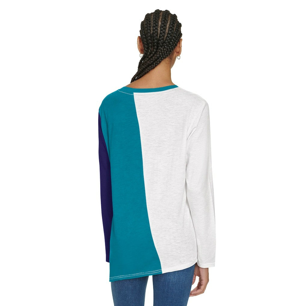 NBA - Charlotte Hornets Tommy Jeans Women's Amelia Color Blocked Long Sleeve T-Shirt - White/Teal