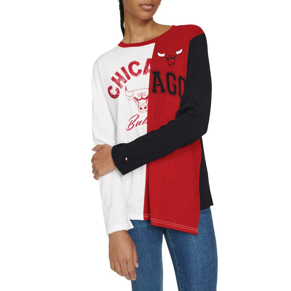 NBA - Chicago Bulls Tommy Jeans Women's Amelia Color Blocked Long Sleeve T-Shirt - White/Red